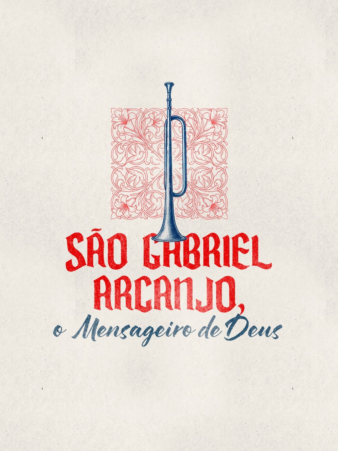 São Gabriel Arcanjo com a trombeta celestial e florais sagrados